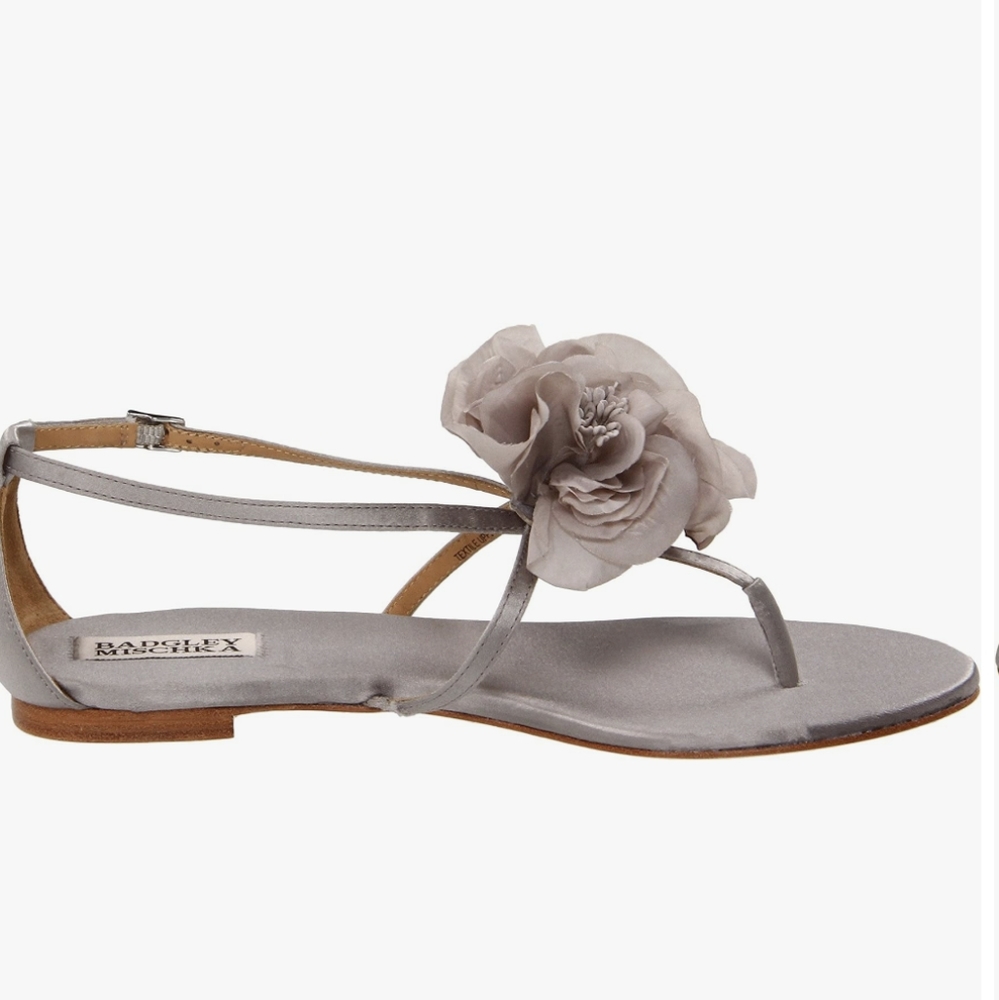 Badgely Mischka Ash Gray Zowie Floral Sandals